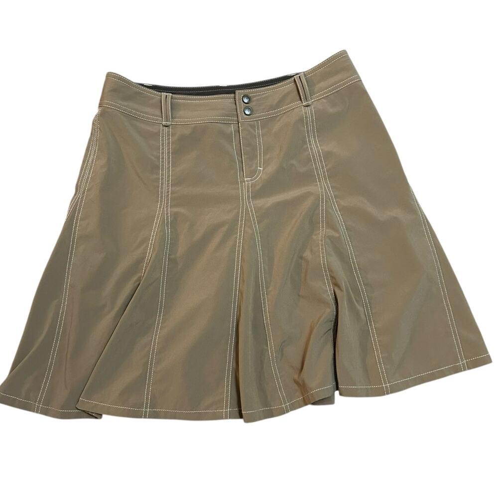 Athleta Whatever Khaki Pleated Skirt Skort Womens 10 Tennis A-Line Pickleball